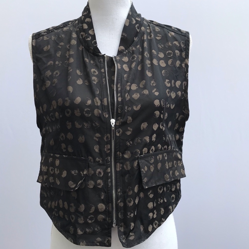 SUN KIM Toronto vest XS olive black back zipper